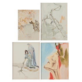 Salvador Dali, four wood engravings from Divine Comedy
