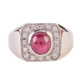 Ruby, Diamond, 14k White Gold Ring.