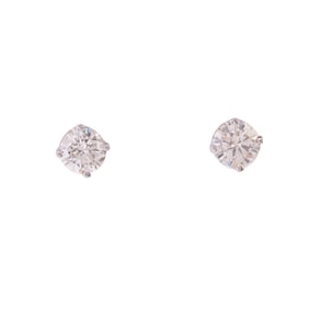 Pair of Diamond, 14k White Gold Stud Earrings.