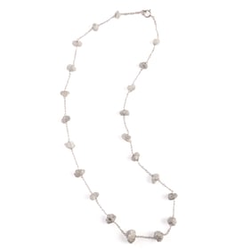 Rough Diamond Bead, 18k White Gold Necklace.