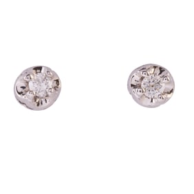 Pair of Diamond, 14k White Gold Stud Earrings.
