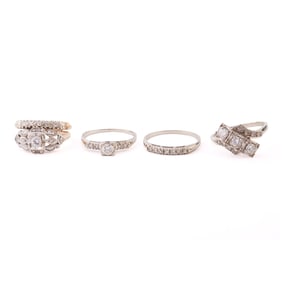 Collection of Diamond, 14k Yellow and White Gold Rings.