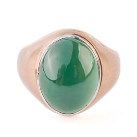 Jade, 14k Yellow Gold Ring.