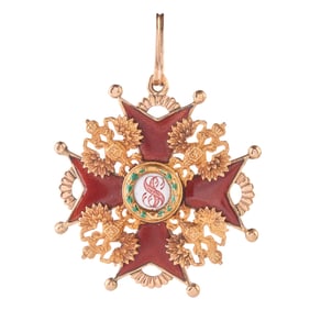 Russian Enamel, 14k Yellow Gold Medallion.