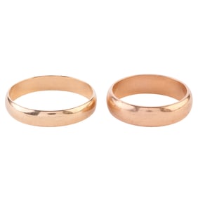 Two Men's 14k Yellow Gold Bands.