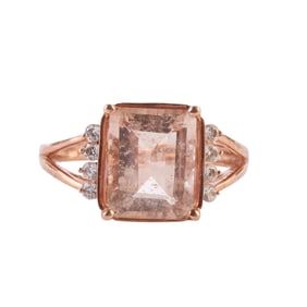 Morganite, Diamond, 14k Rose Gold Ring.