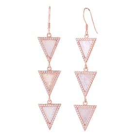 Mother-of-Pearl, Colorless Stone, Rose Vermeil Earrings