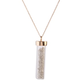 Rough Diamond, 14k Yellow Gold Shaker Pendant.