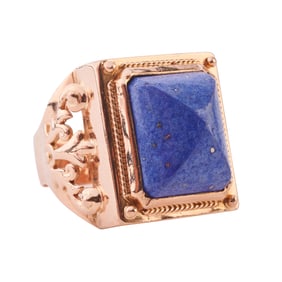 Men's Lapis Lazuli, 14k Rose Gold Ring.