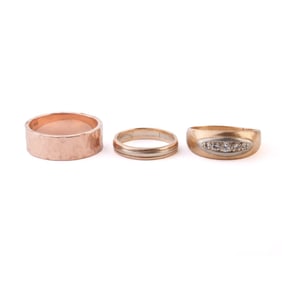 Collection of Three Diamond, Gold Bands.