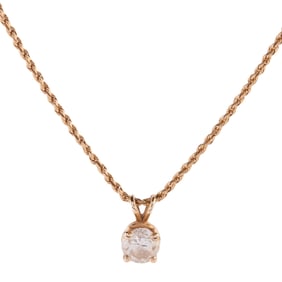 Diamond, 14k Yellow Gold Necklace.