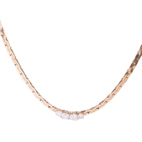 Diamond, 14k Yellow Gold Necklace.
