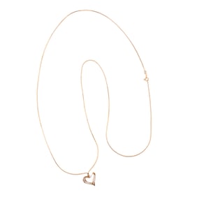 Diamond, 14k Yellow Gold Heart Necklace.