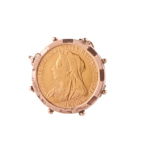 Gold Coin, 9k Yellow Gold Pendant Brooch.