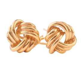 Pair of Tiffany & Co. 18k Yellow Gold Knot Ear Clips.