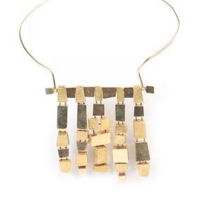 Modernist Henri Leighton 14k Yellow Gold Jewelry Suite.