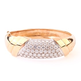 Diamond, 14k Yellow Gold Bracelet.