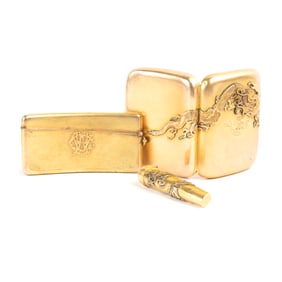 Collection of Three Gent's Yellow Gold Accessories.