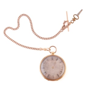 18k Yellow Gold Pocket Watch with 14k Chain