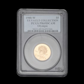US 1988 W $5.00 Olympic Gold Coin PCGS PR69