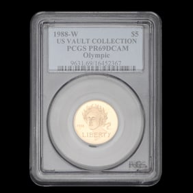 US 1988 W $5.00 Olympic Gold Coin PCGS PR69