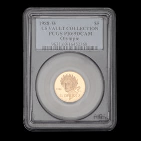 US 1988 W $5.00 Olympic Gold Coin PCGS PR69