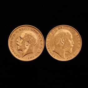 Great Britain Half Sovereign (2) Gold 1909 and 1913