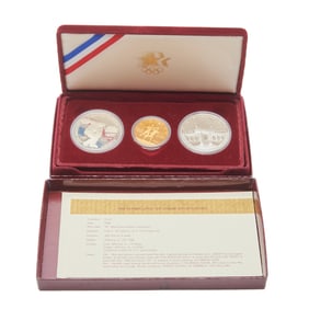 US 1984 Los Angeles Olympic 3 Coin Set in Original Box
