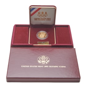 US 1992 Mint Olympic $5.00 Gold 0.25 Ounce Gold Coin