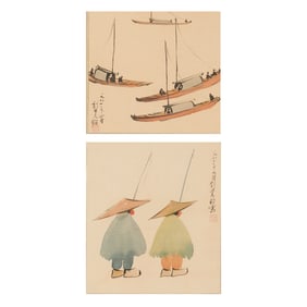 LIU YEZHAO (1910-2003), "Fishermen" and "Boats"