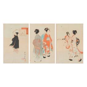 MIYAGAWA SHUNTEI, Three Japanese Woodblock Prints