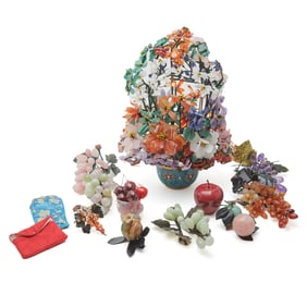 Chinese Jade and Hardstone Jardiniere and Fruits