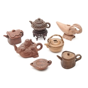 Group of Seven Chinese Yixing Teapots