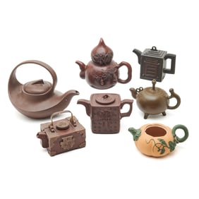 Group of Seven Chinese Yixing Teapots