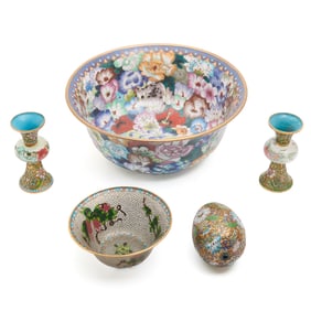 Lot of Five Chinese Cloisonne Items