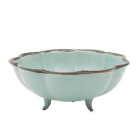 Chinese Ru Kiln Celadon Floral Bowl