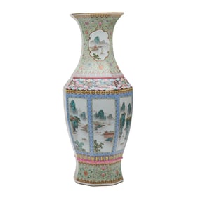Chinese Octagonal Famille Rose Vase
