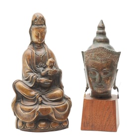 Chinese and Thai Bronze Bodhisattva Statues