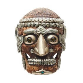 Tibetan Silver Mounted Skull Kapala