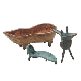 Lot of Three Chinese Bronze Objects