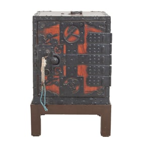 Japanese Red Lacquered Cabinet on Stand