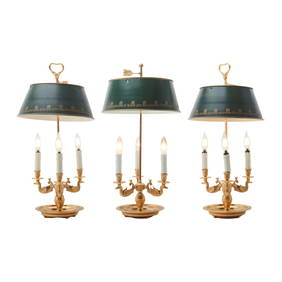 Three Empire Style Gilt Bronze Bouillotte Lamps (1 of 4)