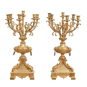 Pair of Bronze Baroque Style Candelabra