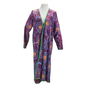 Turkmen Uzbek Silk Ikat Lined Robe Chapan