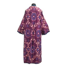 Turkmen Uzbek Silk Ikat Lined Robe Chapan