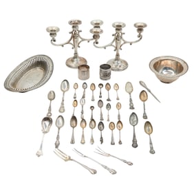 Collection of Sterling Silver Including Souvenir Spoons