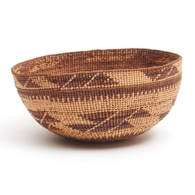 Native American Polychrome Hat Basket, Hupa/Yurok/Karuk