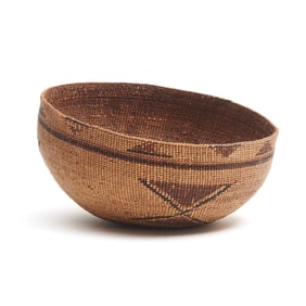 Native American Polychrome Hat Basket, Hupa/Yurok/Karuk