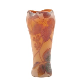 Legras Enameled Cameo Glass Blackberry Vase