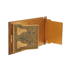 Tiffany Studios Gilt Abalone Telescoping Book Rack